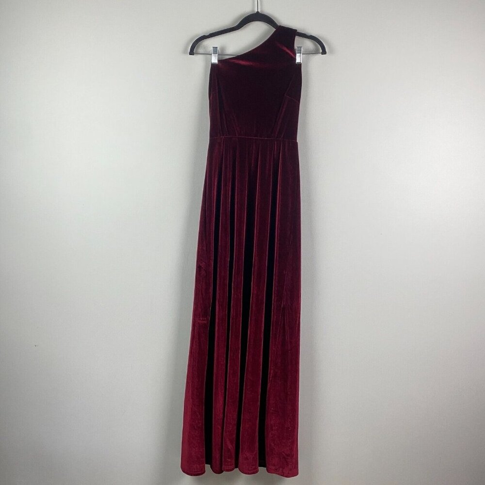 Baltic Born Tatiana Velvet One Shoulder Maxi Dress Size Small Side Slit